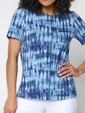 Denim & Co. Beach Jersey Printed Top, Shibori Sz 2X a689467